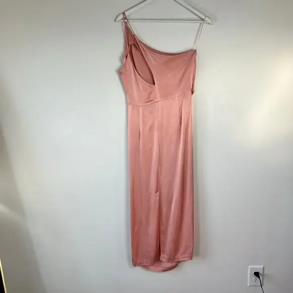 Petal and pup Tienna dress Pink Romantic Bridesmaid Midi Slit Pretty Satin - Picture 5 of 7